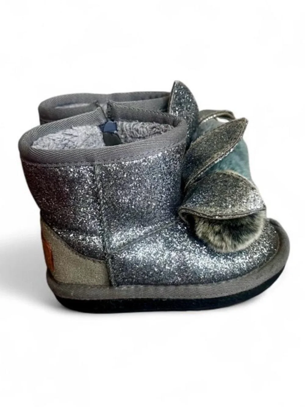 Paliament Silver glitter bunny winter boots with fur